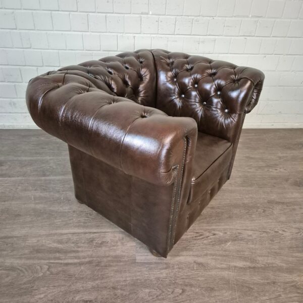 Chesterfield Armchair Leather Brown - Image 3