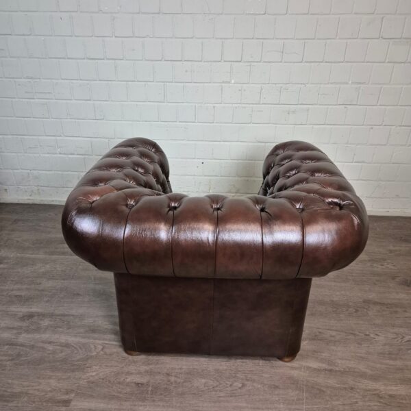 Chesterfield Armchair Leather Brown - Image 5