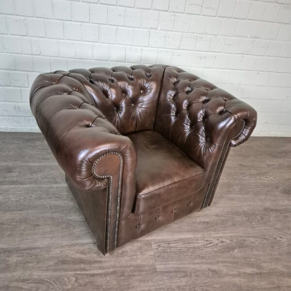 Chesterfield Armchair Leather Brown