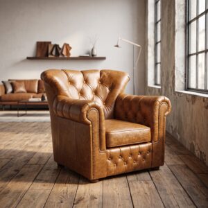 Chesterfield Armchair Leather Camel