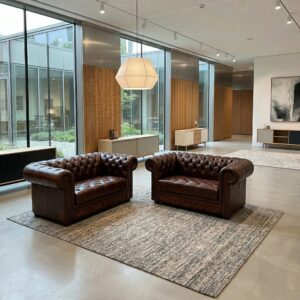 Chesterfield Sofas Leather Chestnut Brown 1.65 m Set