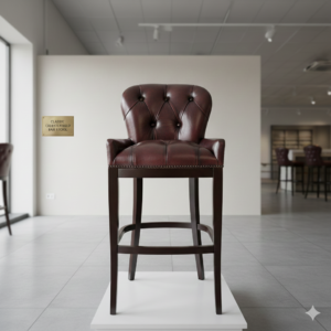 Chesterfield Bar stool Leather Chestnut Brown