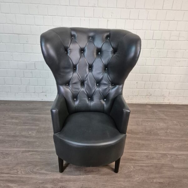 Chesterfield Armchair Leather Black - Image 2