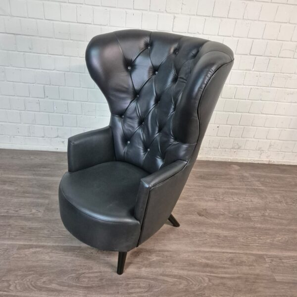 Chesterfield Armchair Leather Black - Image 6