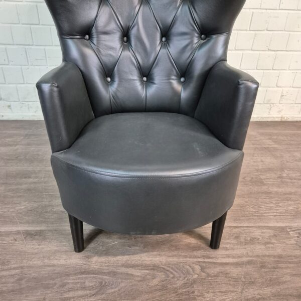 Chesterfield Armchair Leather Black - Image 4