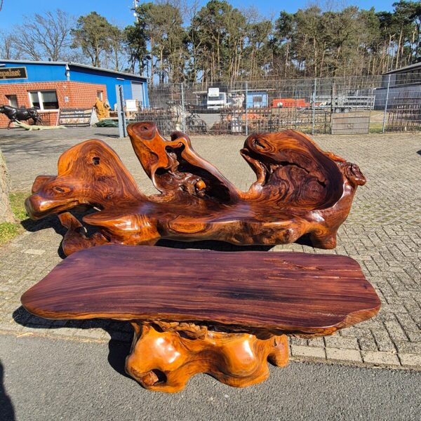 Garden Bench & Table Set Teak 3,70 m - Image 2