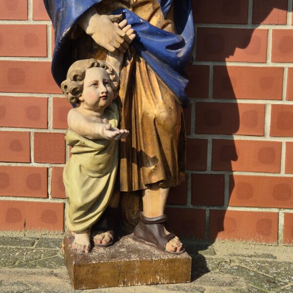 Saint Statue Antque Joseph Jesus Child 1780 - Image 7