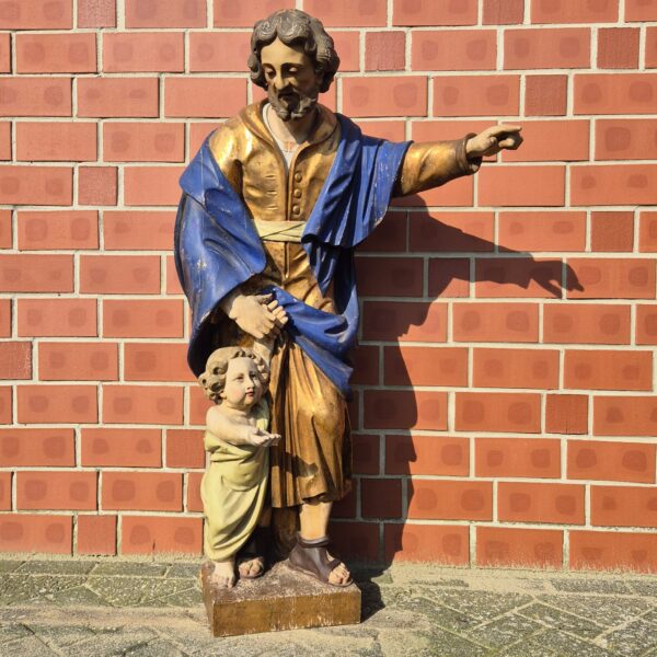 Saint Statue Antque Joseph Jesus Child 1780