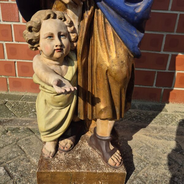 Saint Statue Antque Joseph Jesus Child 1780 - Image 6