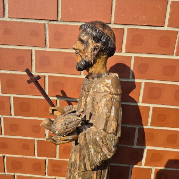 Statue Antique Wood Saint Francis of Assisi - Image 3