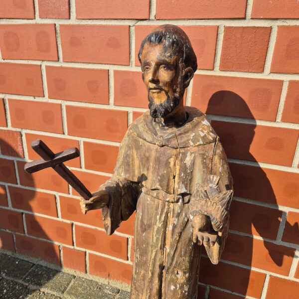 Statue Antique Wood Saint Francis of Assisi - Image 2