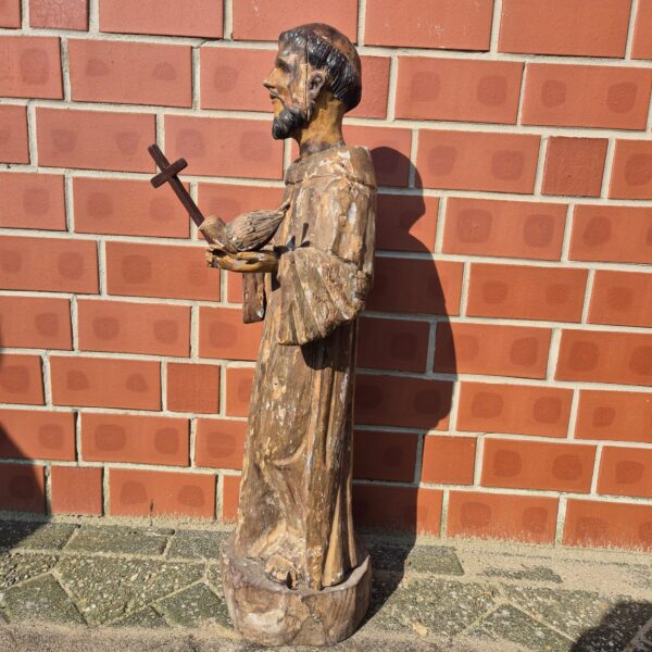 Statue Antique Wood Saint Francis of Assisi - Image 4