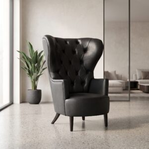 Chesterfield Armchair Leather Black