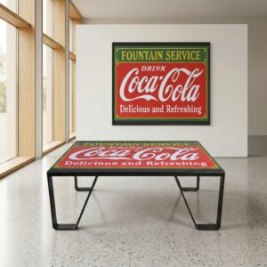 Coffee Table Enamel Coca-Cola 1,40 m x 0,72 m