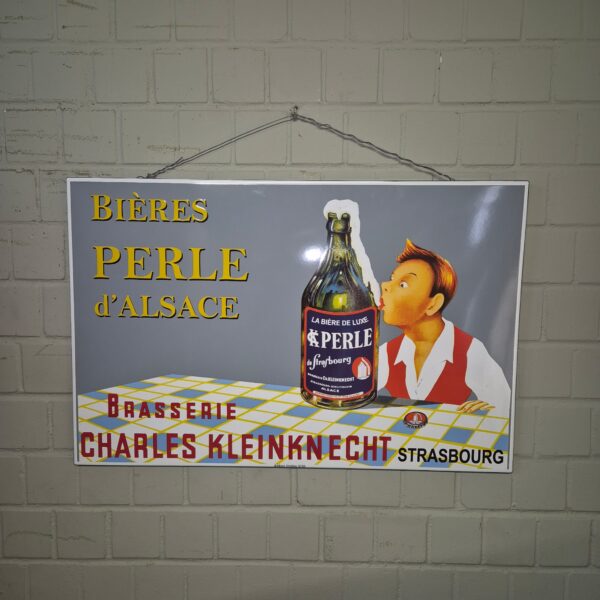 Enamel Advertising Sign "Bières Perle d'Alsace" 1,00 m x 0,65 m