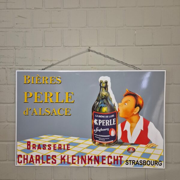 Enamel Advertising Sign "Bières Perle d'Alsace" 1,00 m x 0,65 m - Image 3