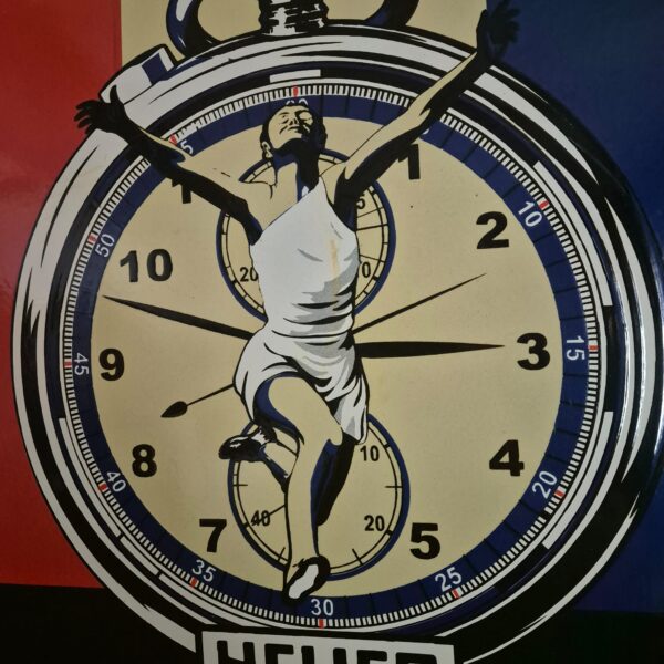 Vintage Advertising Sign Enamel "Heuer" Ø 0.76 m - Image 5
