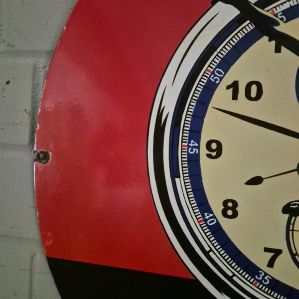 Vintage Advertising Sign Enamel "Heuer" Ø 0.76 m - Image 2