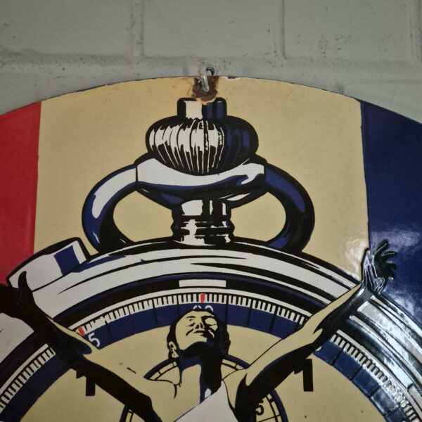 Vintage Advertising Sign Enamel "Heuer" Ø 0.76 m - Image 4