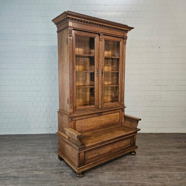 Display Cabinet with Bench Gründerzeit 1880 Oak