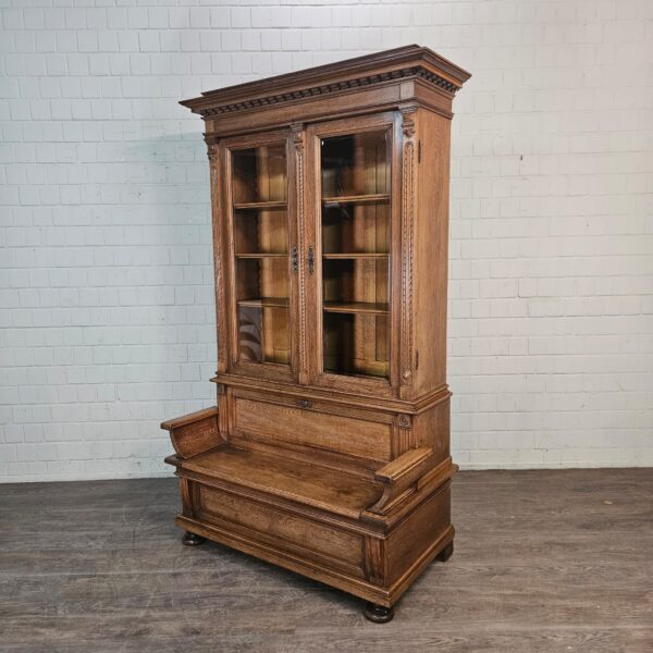 Display Cabinet with Bench Gründerzeit 1880 Oak - Image 3