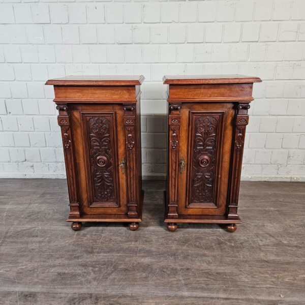 Bedside Tables Gründerzeit 1880 Walnut - Image 2