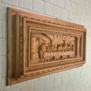 3D teak wall relief "The Last Supper" 1.03 m