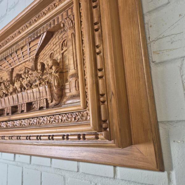 3D teak wall relief "The Last Supper" 1.03 m - Image 11