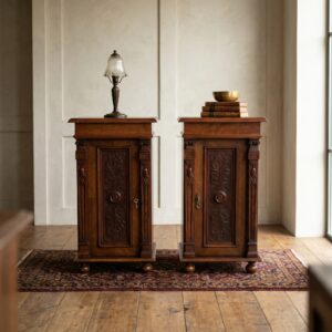 Bedside Tables Gründerzeit 1880 Walnut