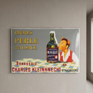 Enamel Advertising Sign "Bières Perle d'Alsace" 1,00 m x 0,65 m
