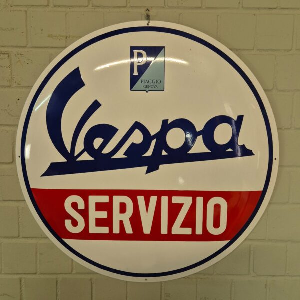 Vespa Servizio Enamel Advertising Sign Ø 0.90 m