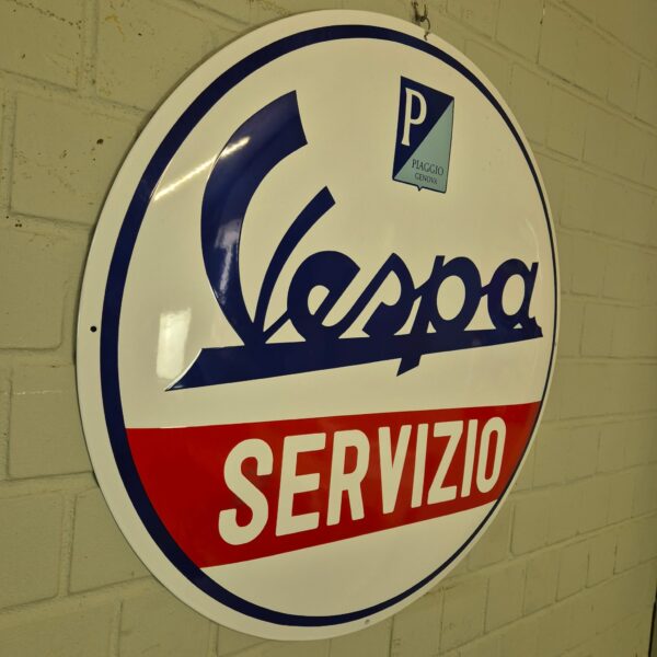 Vespa Servizio Enamel Advertising Sign Ø 0.90 m - Image 3