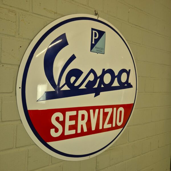 Vespa Servizio Enamel Advertising Sign Ø 0.90 m - Image 2