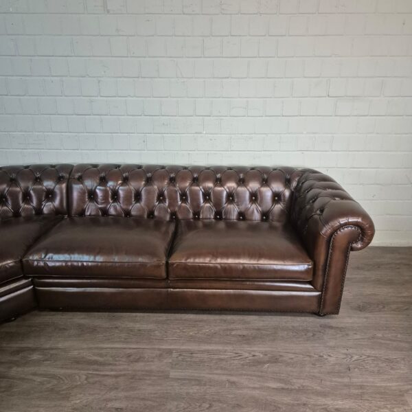 Chesterfield Corner Sofa Dark Brown 2,75 m x 2,90 m - Image 6