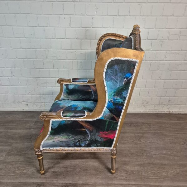 Peacock Motif Baroque Style Wingback Chair 0.74 m - Image 4