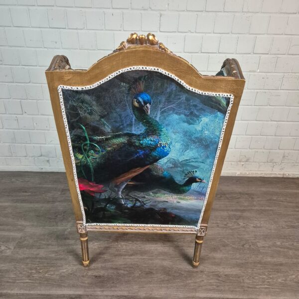 Peacock Motif Baroque Style Wingback Chair 0.74 m - Image 5