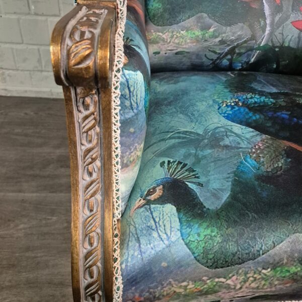 Peacock Motif Baroque Style Wingback Chair 0.74 m - Image 9