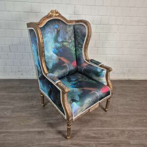 Peacock Motif Baroque Style Wingback Chair 0.74 m
