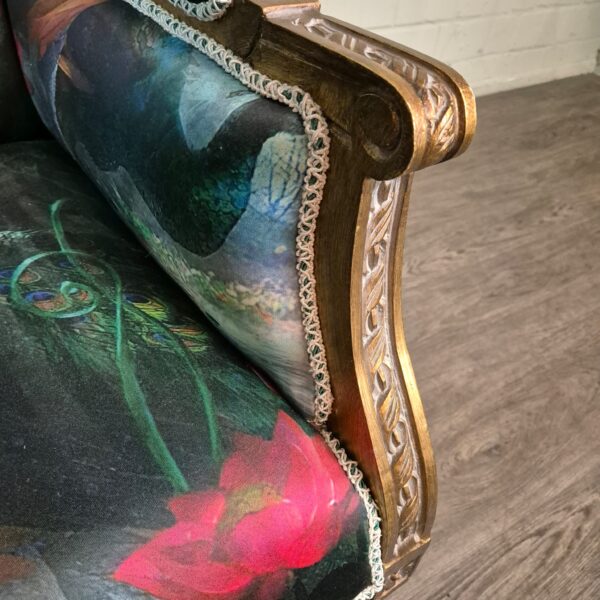 Peacock Motif Baroque Style Wingback Chair 0.74 m - Image 11