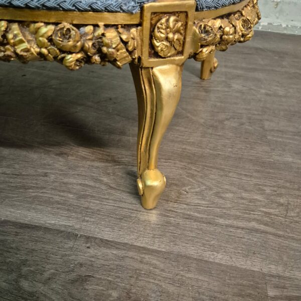 Sofa Baroque Style Satin Blue-Gold 1,15 m - Image 10