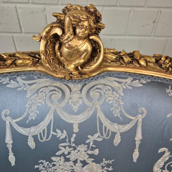 Sofa Baroque Style Satin Blue-Gold 1,15 m - Image 8