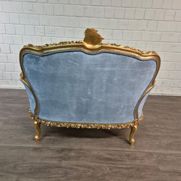 Sofa Baroque Style Satin Blue-Gold 1,15 m - Image 12