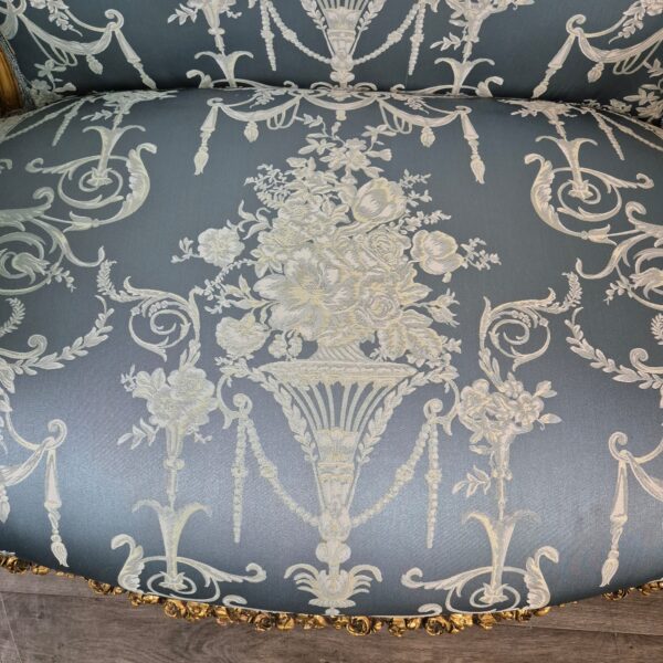 Sofa Baroque Style Satin Blue-Gold 1,15 m - Image 9