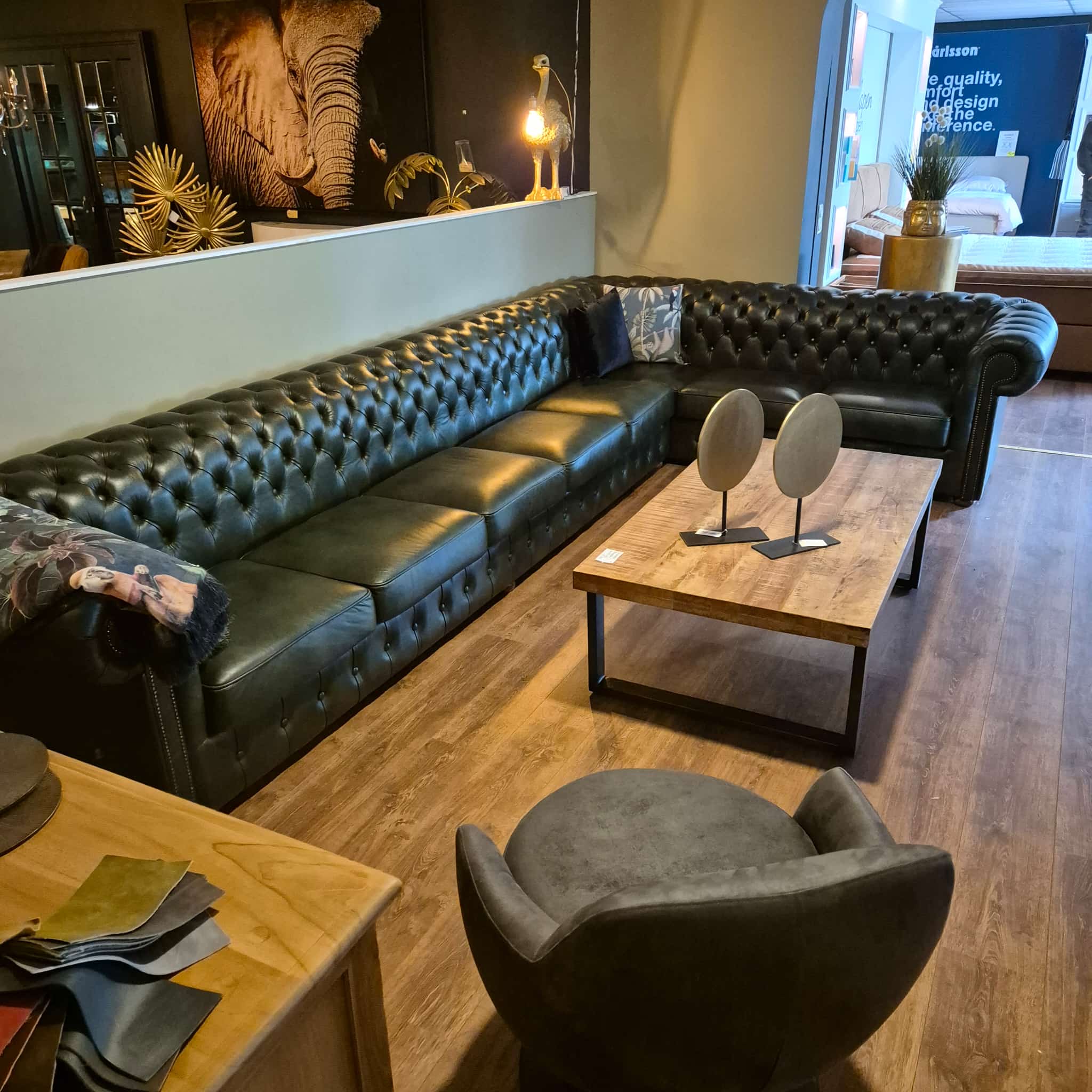 Chesterfield Corner Sofa Dark Green 4,25 m x 2,40 m - Image 3