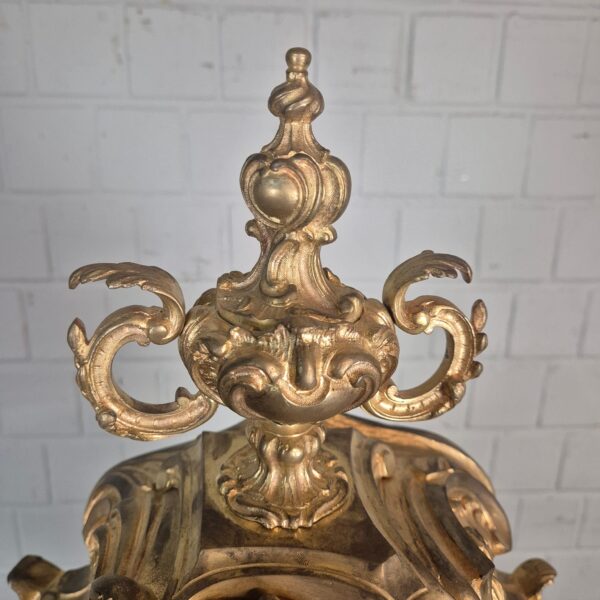 Mantel Clock Neo-baroque 1880 Brass - Image 6