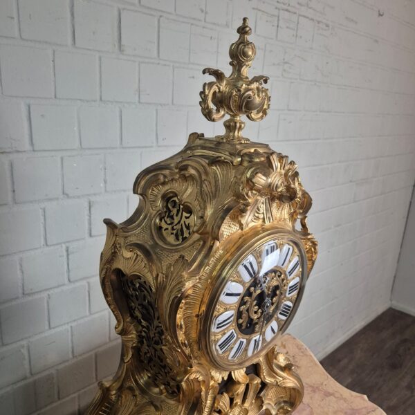 Mantel Clock Neo-baroque 1880 Brass - Image 7