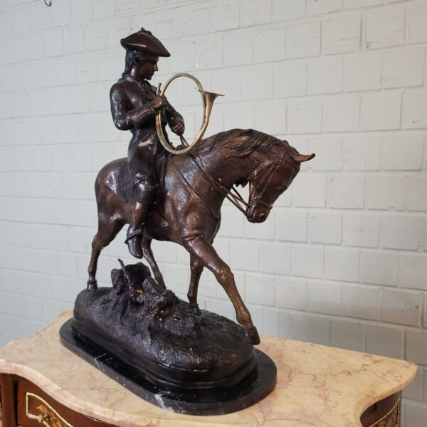 Statue Hunter on Horseback 1940 Bronze - Image 7