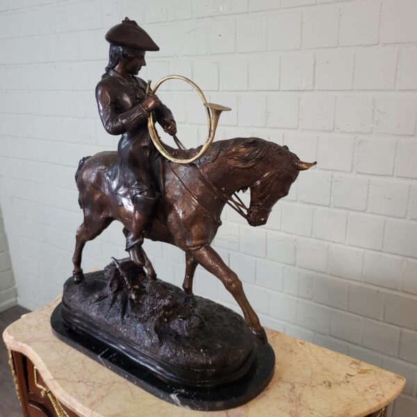 Statue Hunter on Horseback 1940 Bronze - Image 8