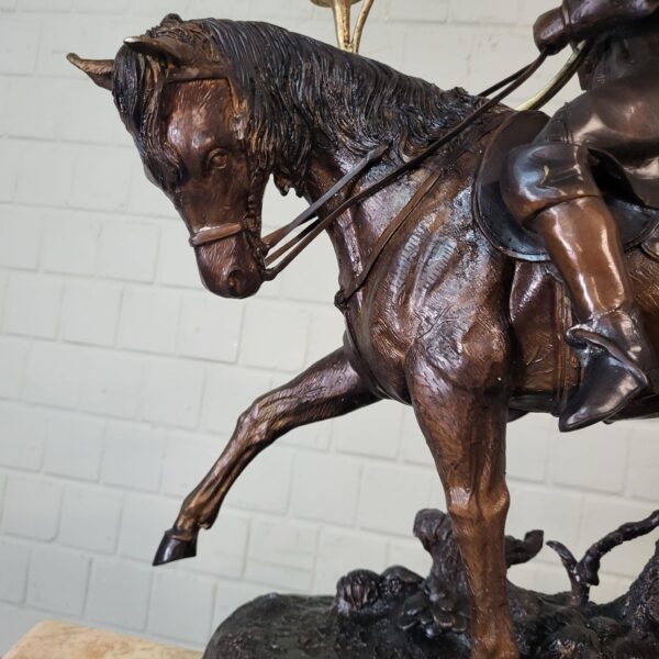 Statue Hunter on Horseback 1940 Bronze - Image 5
