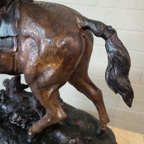 Statue Hunter on Horseback 1940 Bronze - Image 6